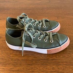 Converse Army Green Leather Low Top Sneakers